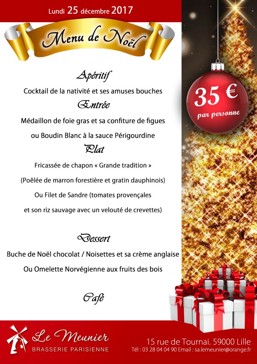 Menus de Noël, St Sylvestre et Nouvel an
